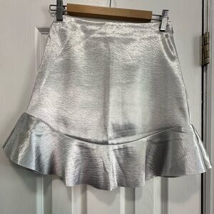 Silver shimmery short skirt